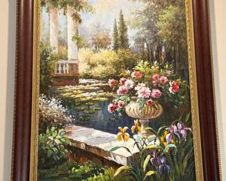 Huge 4 Foot tall painting in fabulous woof and gold frame