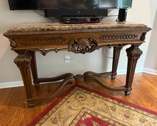 Marble and wood Console Table 