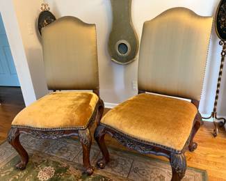 Two Hooker Furniture Chairs in Silk and Velvet, very heavy