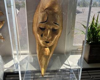 Venetian mask in lucite box