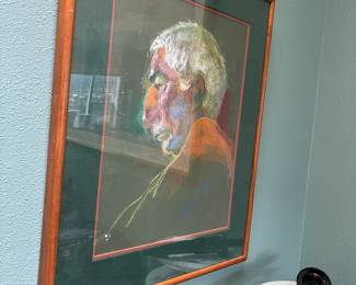Signed and framed pastel drawing 