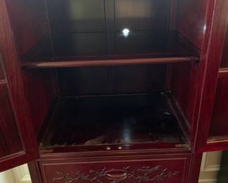 #4 Wood Asian Cabinet w/Carved Birds on Front (missing knob and hold cut out of back) - 22x17x54 $1,200.00