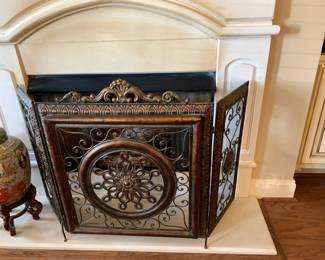 #66 Metal Fireplace Screen on Legs - 55" Total Width - 3 panels x 29" Tall $35.00