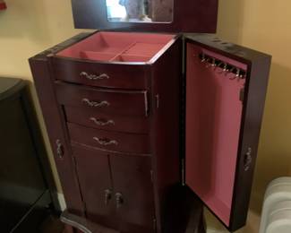 #24 Jewelry Armoire w/flip-up to and pull-out sides w/4 drawers 8 2 doors - 40" Tall $75.00