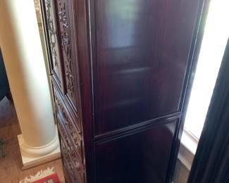 #4 Wood Asian Cabinet w/Carved Birds on Front (missing knob and hold cut out of back) - 22x17x54 $1,200.00