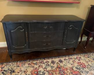 #23 Gray Painted Bassett Chest of 3 drawers w/2 Side Doors Curved Front Chest of Drawers - 58x18x30 $75.00