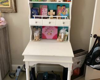 #89 White Painted Flip-top Desk w/1 drawer & Bookshelf - 28x28x70 - 2 pc. - You Move $65.00