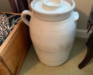#174 Ceramic Glazed Butter Churn w/Side Handle, Knob and Top - 16.5" Tall $40.00