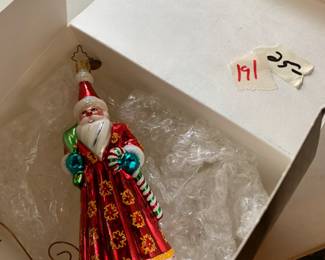 #191 Christopher Radko red Santa ornament 6 inch in box $25.00