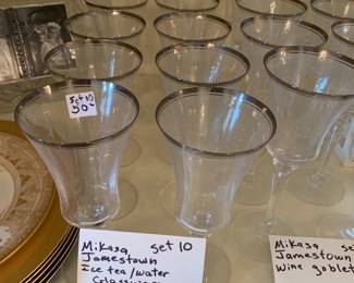 #203 Mikasa Jamestown Ice Tea/Water Glassware $50.00
#205 Mikasa Jamestown Wine Goblets $50.00