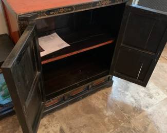#8 Antique Side Cabinet w/2 doors, Shanxi Origin of Elm, Chinese Oak - 30Lx16Wx35H is Circa 1850-1880 - Has Front Door Cracked - Missing Metal Slide Lock $1,800.00