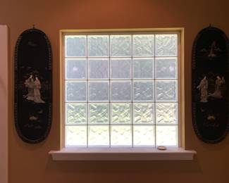 #29 Mother of Pearl Asian Wall Hanging of 2 ladies set of 2- 12x36 $75.00