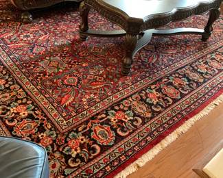 #59 100% Wool Hand-Knotted Oriental Rug from Iran - Red/Navy Print - 11x13' Rug $1,200.00