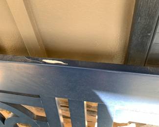 #120 Wood Blue Painted Bench - 48" Long w/cushion - (as is finish) $45.00