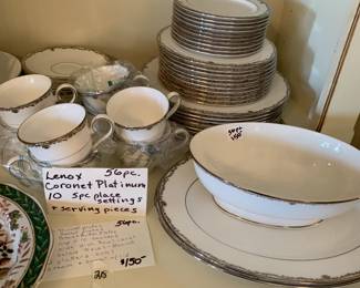 #218 Lenox Coronet Platinum - 10 5 pc Settings & Serving Pieces - 56 Pieces $150.00