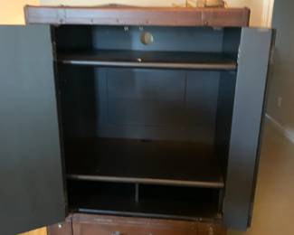 #125 Leather Look Armoire w/2 fold Back Doors w/1 drawer - (Leather Trunk Look w/buckles decorative) - 39x24x56 $65.00
