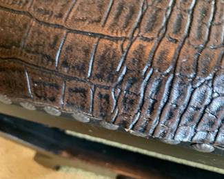 #132 Dark Brown Ottoman w/nailhead trim (as is upholstery on Side) - 24x19x17 $20.00