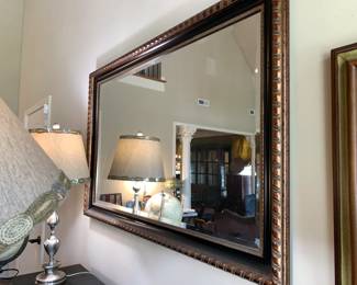 #64 Black/Antique Rose Painted Wood Beveled Mirror - 48x31 $100.00