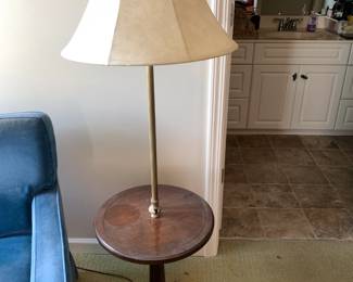 #136 Wood Table Floor Lamp (as is broken spot) - 54" Tall $20.00