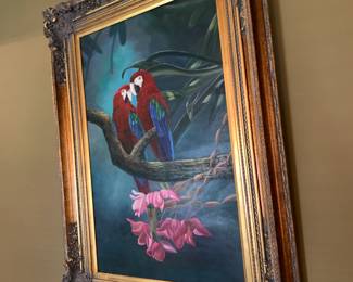 #5 Oil of 2 Macaws in Heavy Gilded Frame Gold Frame - 36x48 $375.00