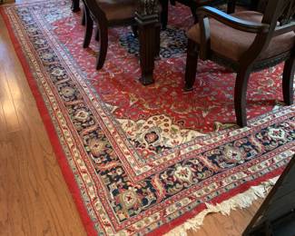 #6 8x10 hand knotted rug in red and blues $400.00