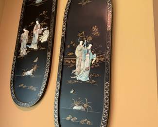 #28 Mother of Pearl Asian Wall Hangings - set of 2 - 12x36 $75.00