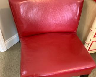 #72 Red Pleather Chair - Kirkland Brand $75.00