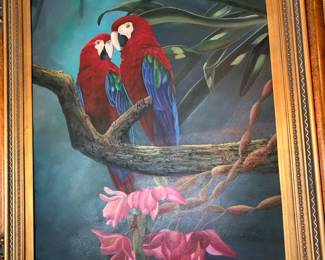 #5 Oil of 2 Macaws in Heavy Gilded Frame Gold Frame - 36x48 $375.00