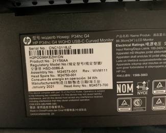 #50 HP P34hc G4 WQHD USB-C Curved Monitor - $230.00