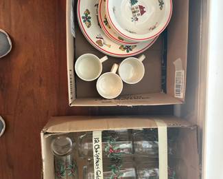 Christmas China and glasses