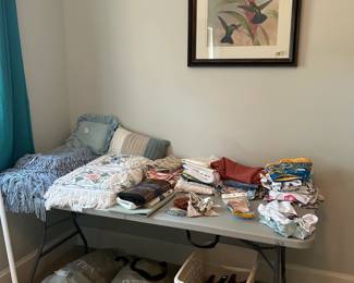 linens, chenille, air mattresses, linens