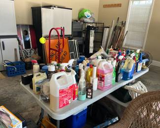 cleaning supplies, paint, etc.