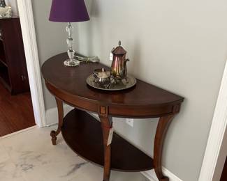 lamp, tea service, foyer table