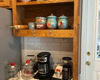 Tom's jars, cannisters, Mr. Coffee, teapots