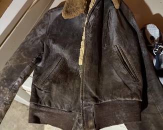 Vintage bomber style leather jacket.