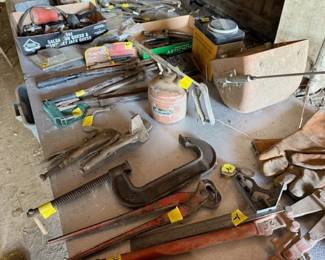 Tools, welding rods. C-clamps.