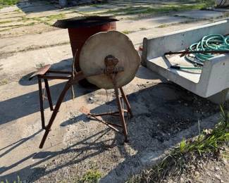 Grinding stones and wheel.