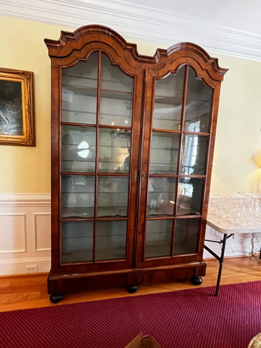 English Antique Double Bonnet Book Case.