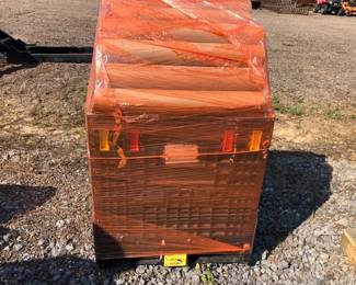 PLASTIC CRATE W CARDBOARD ROLLS