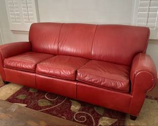 Pottery Barn Red Leather Sofa