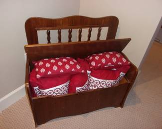 Wooden Toy Chest/ Nice Pillows