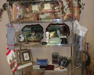 Linens, Miscellaneous on Metal Shelf