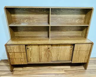 Oak Bookcase Credenza.