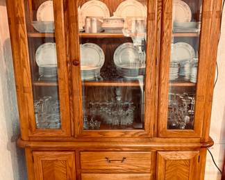 Oak Lighted Curio/Hutch.