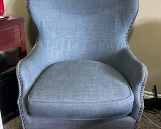Blue denim w/nail head arm chair