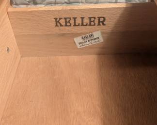 Drawer showing Keller stamp. Drawers are dove tailed.