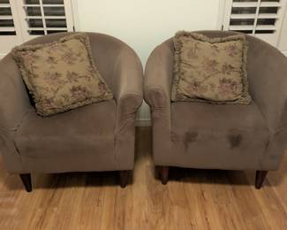 2 microfiber matching chairs. Pillows sold separately