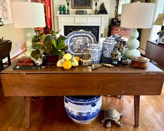 Italian decor, cloisonne jars, blue and white collection