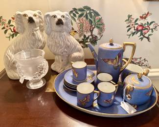 Lalique, Staffordshire Dogs and tea service from Japan