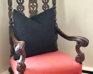 Antique throne chair...carved within an inch of its life.